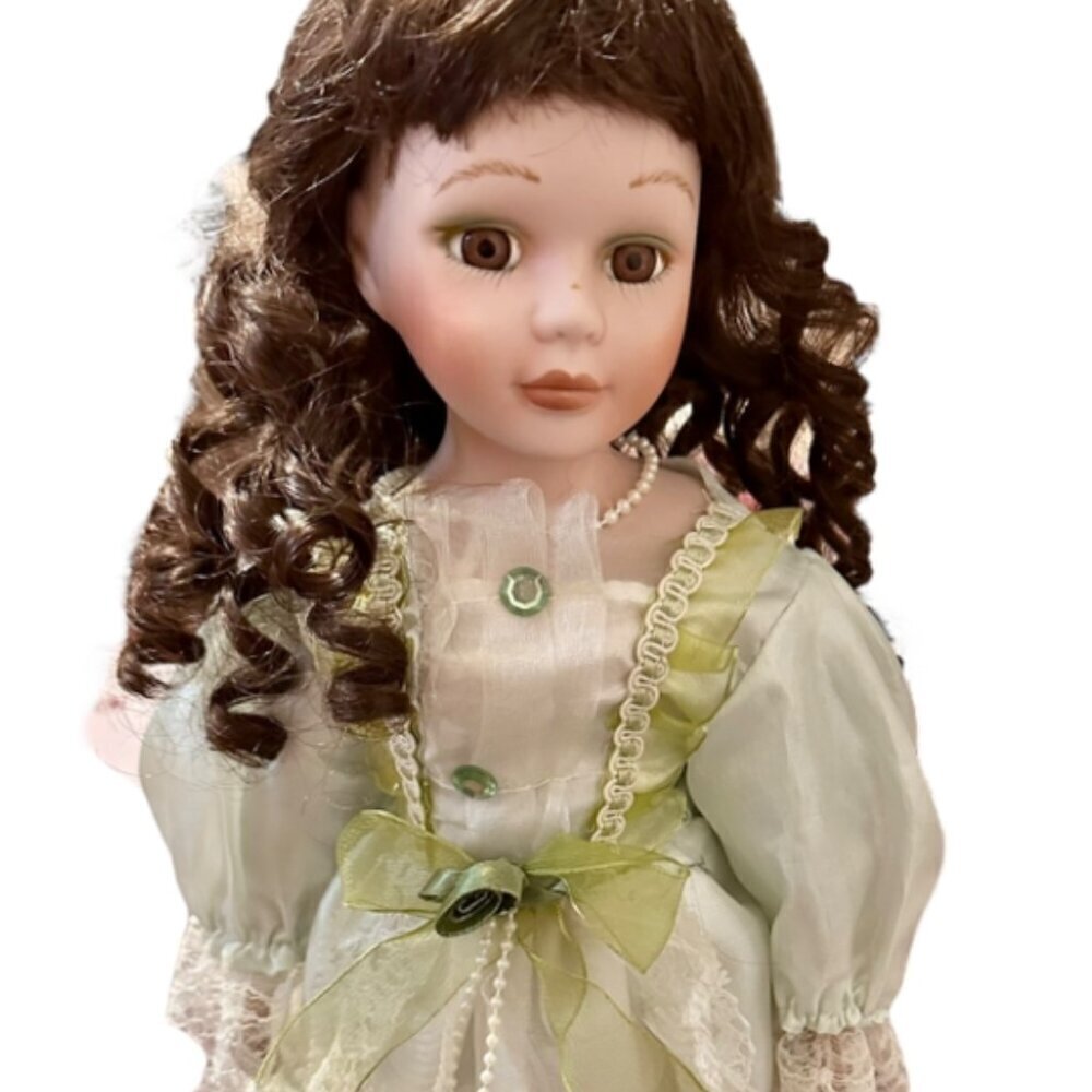 Heritage Signature Collection Porcelain Doll Green Dress - Picture 1 of 12